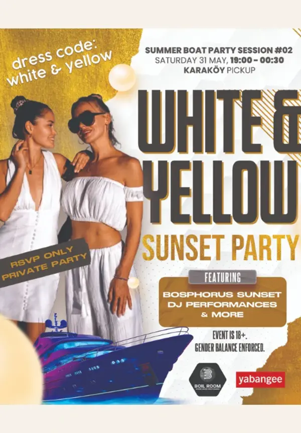 White and Yellow Sunset Boat Party thumbnail